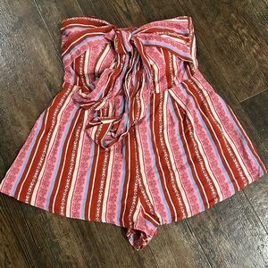 Blue Blush Pink and Red Striped Jumpsuit